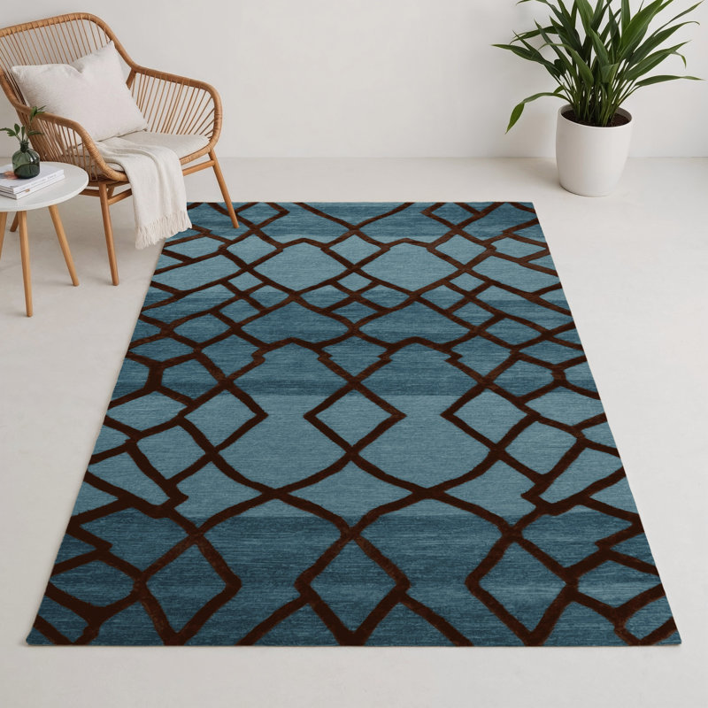 Tapis bleu intérieur et extérieur Trellis, Rectangle 9 pi x 12 pi