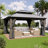 Solid Wooden Patio Gazebo with Double Roof, Netting and Curtains-105295599-105295596-112958892