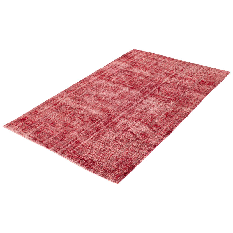 Tapis unique en laine noué à la main de style années 2000 de 5 pi x 8 pi rouge foncé