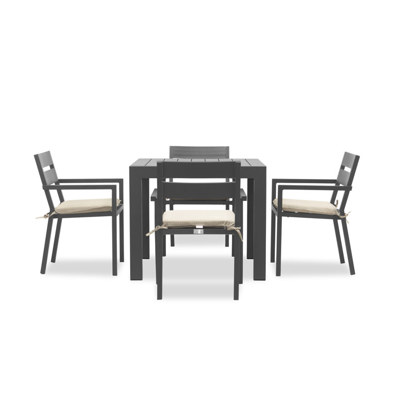 Pacifica Outdoor 5 - Piece Dining Set with Cushions, Cast Silver Sunbrella®, Slate Gray