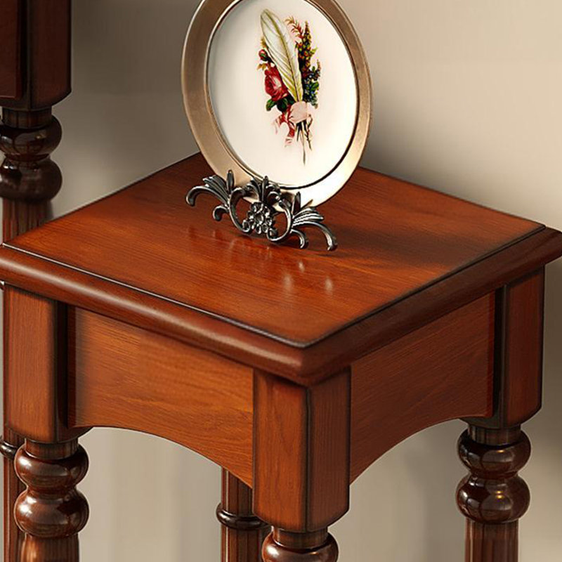 Eco - friendly Solid Wood Plant Stand with Carving