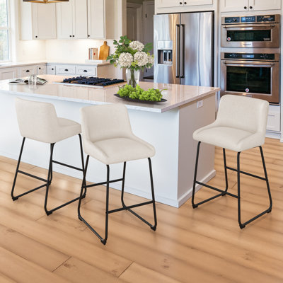 26" Upholstered Bar & Counter Stool With Back, Available in Leather or Linen