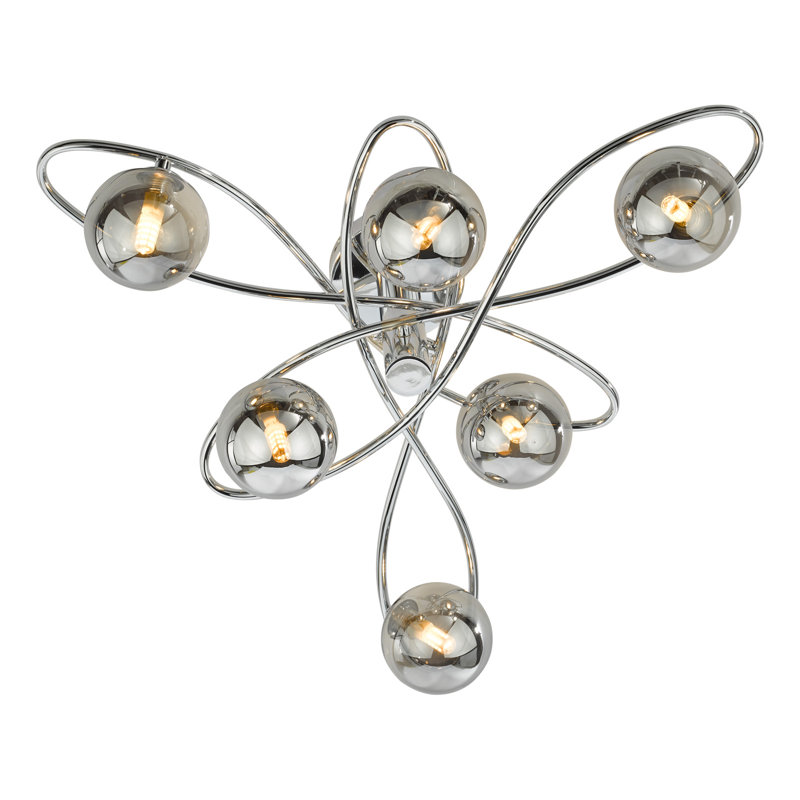 Rochdale Glass Semi Flush Mount, Chrome, Smoked