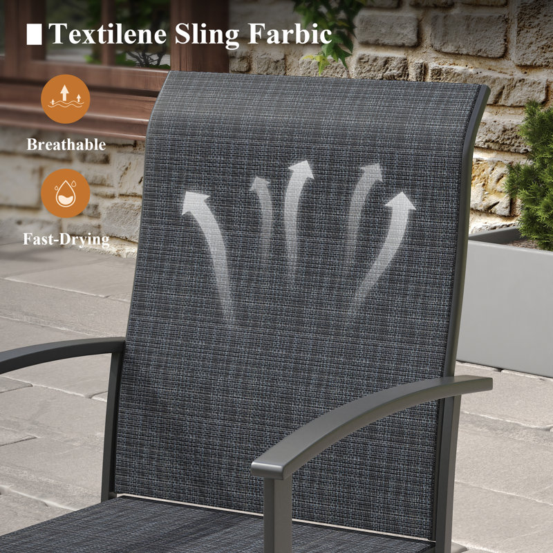 8-Person Outdoor Patio Dining Set With Swivel Chairs, Black/Charcoal