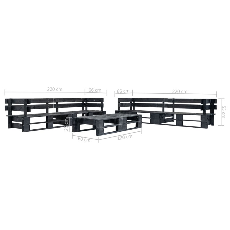 Galles Solid Wood 6 - Person Seating Group, Black