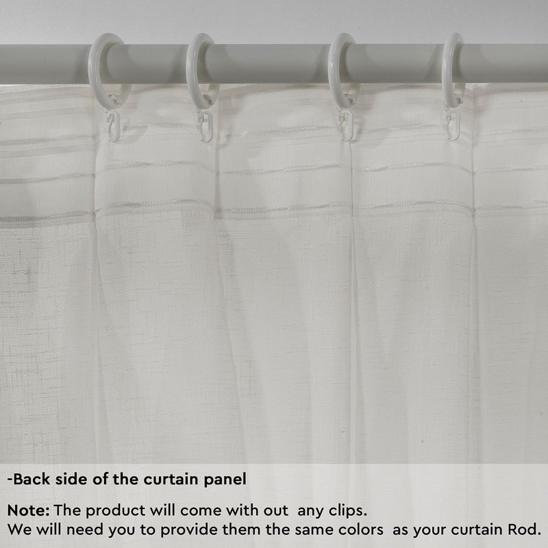 Pinch Pleated Extra Long & Extra Wide Faux Linen Semi Sheer Single Panel, 26" W x 100" L, Cream