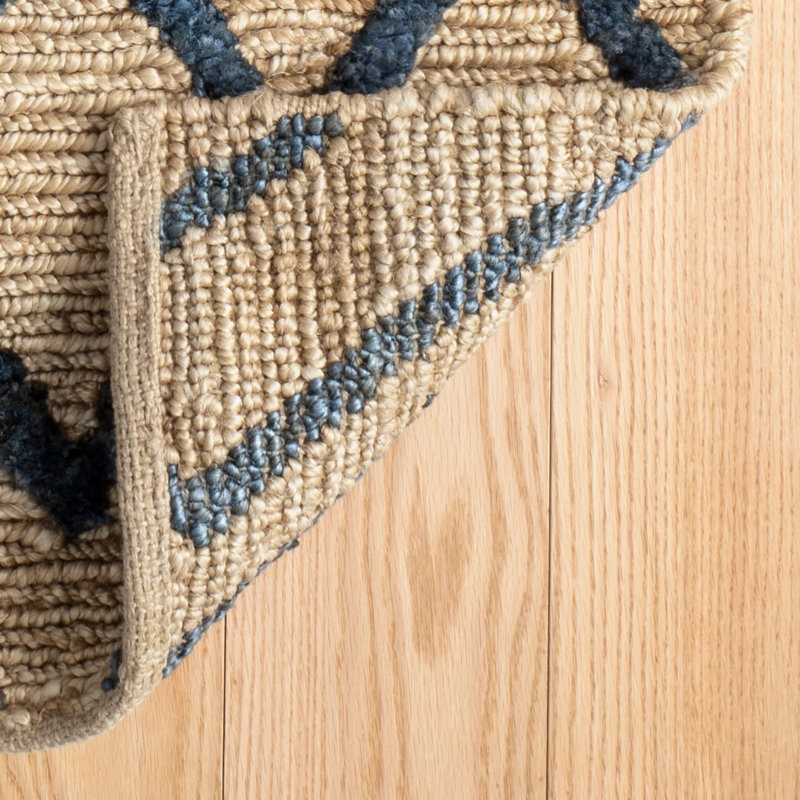 Marco Navy Jute Soumak Handwoven Rug, Rectangle 3' x 5'
