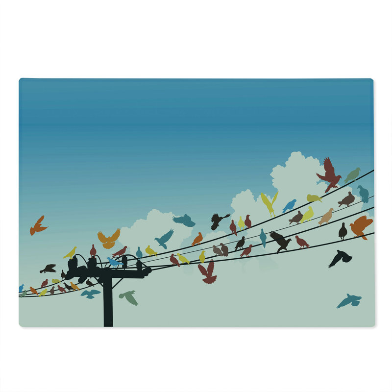 Multicolore Ambesonne, planche à découper, animaux de grande taille, silhouettes d'oiseaux