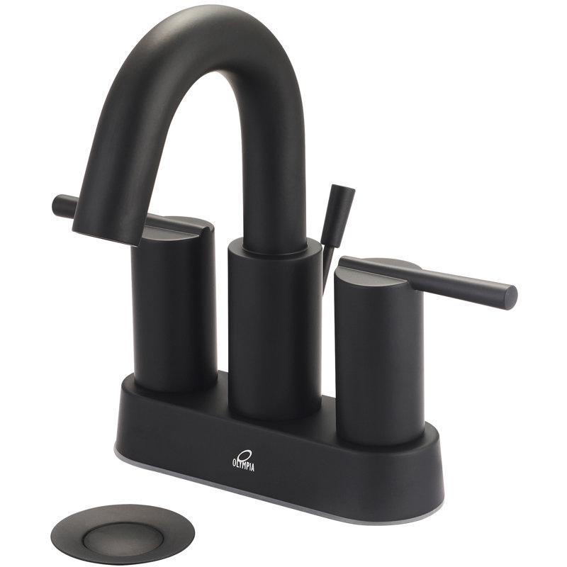 Centerset 2-handle Bathroom Faucet with Drain Assembly, Matte Black