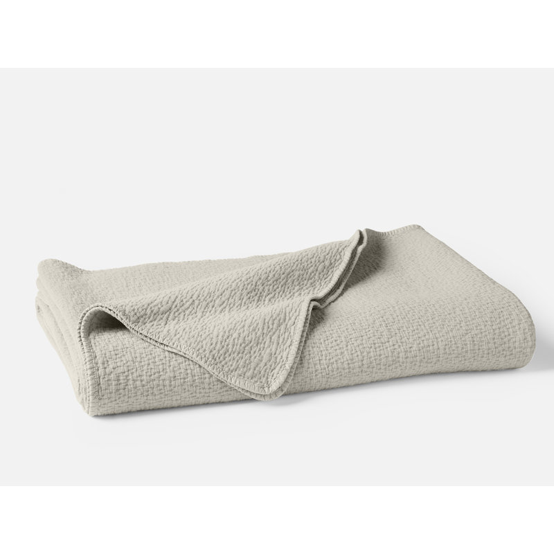 Cascade Organic Matelasse Blanket, Twin Coverlet, Stone