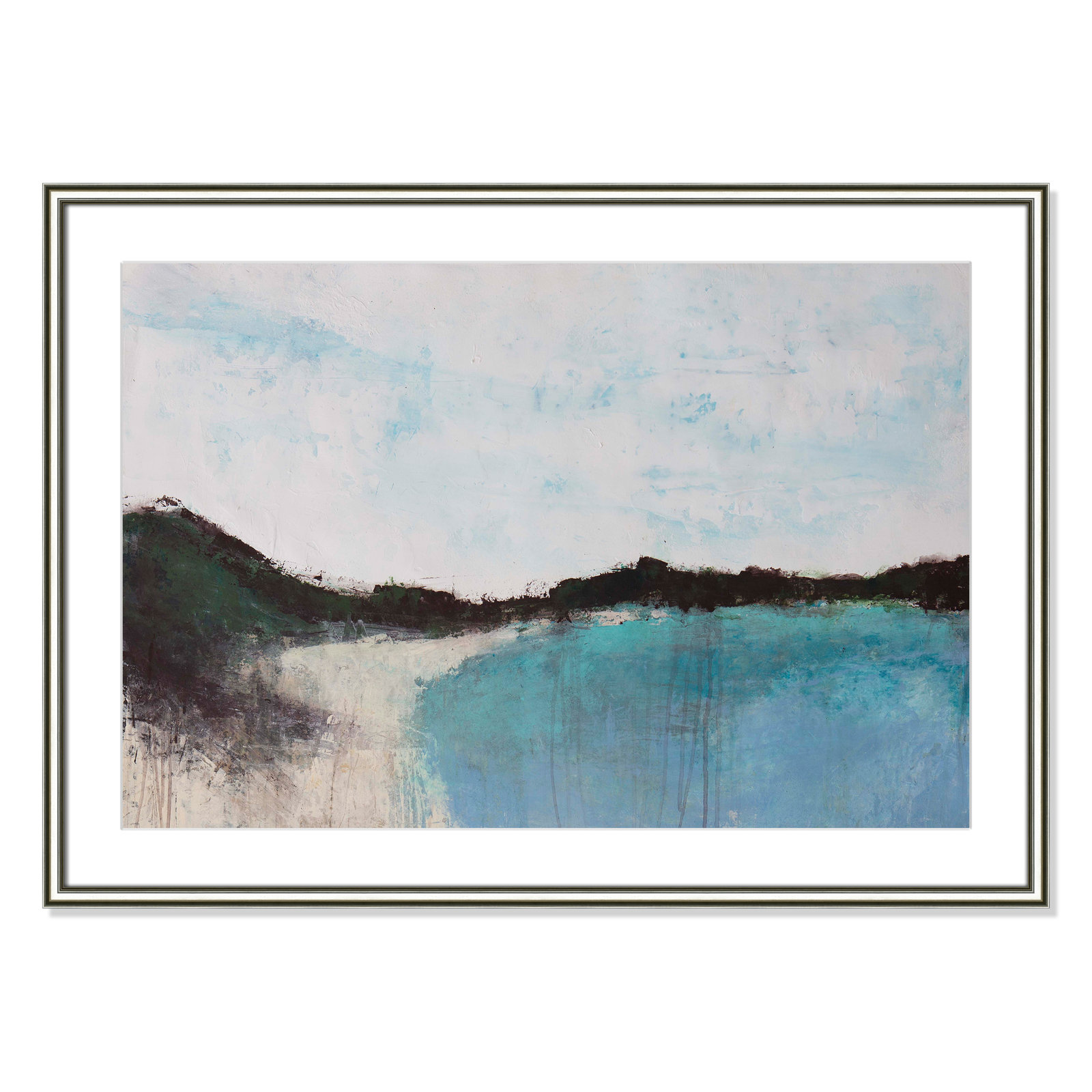 Mountainside Lakeview III Print, 26.75" H x 36.75" W x 0.75" D, Silver Framed