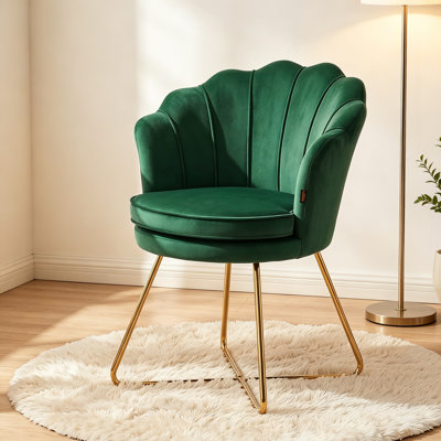 Chaise Papasan rembourrée Focht avec pieds en métal doré