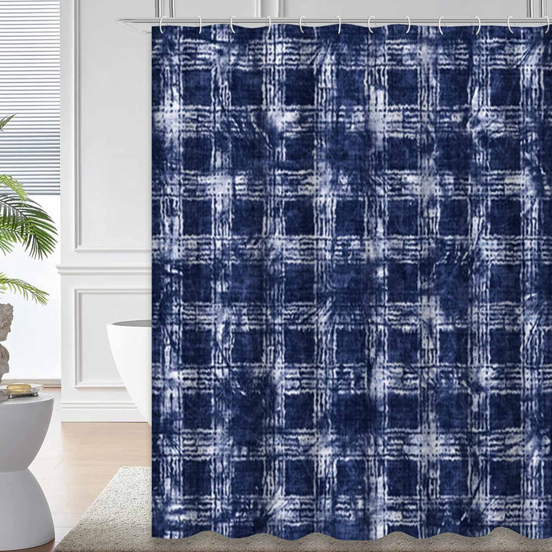 Rideau de douche Grid Indigo, L 72 po x l 84 po