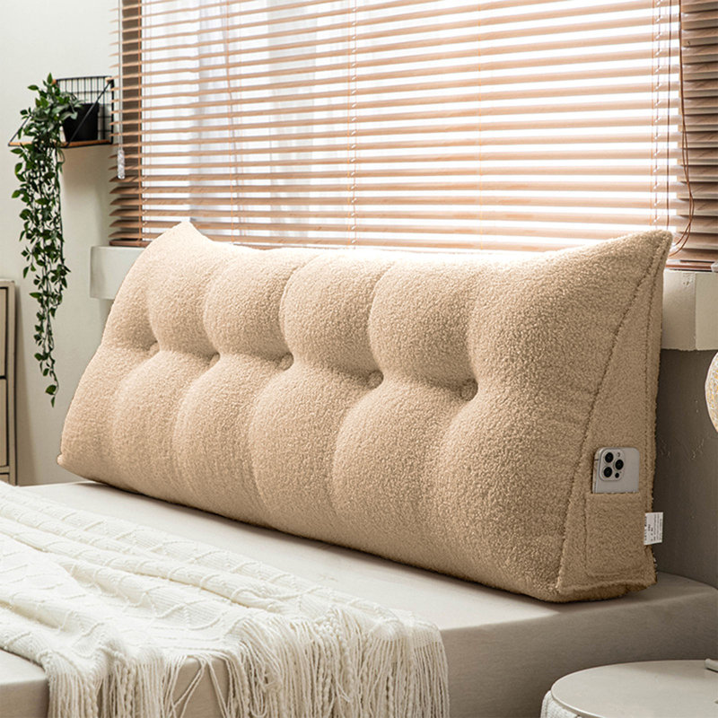 Coussin de tête de lit triangulaire, H 19,7 po x l 78 po, Kaki