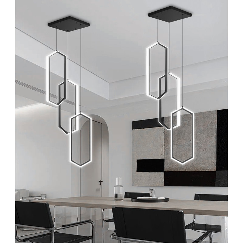 14" 3-ring Modern Led Dimmable Chandelier Black, Matte Black