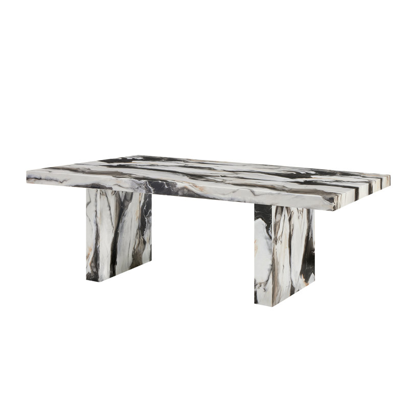 Table de salle à manger Oxalide, Marbre blanc / brun