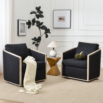 Holl Two Pieces 30" Wide Performance Fabric Upholstered Swivel Chair, No Assembly Required