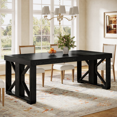 70.86" Rectangular Dining Table, Farmhouse Wooden Kitchen Table For 6