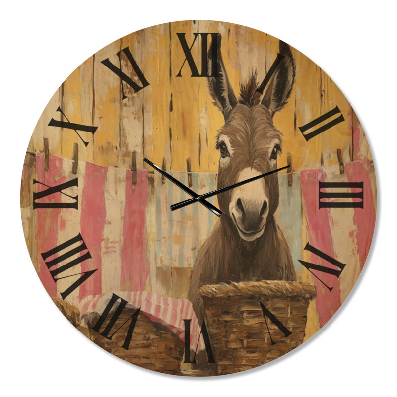 Horloge murale grande taille pour buanderie, rayures roses, imprimée sur bois, idéale pour le jour de lessive., Extra Large
