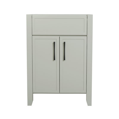 Design House Dawson 24 in. W x 18 in. D x 34 in. H Ready to Assemble Bathroom Vanity Cabinet in Sherwin-Williams® On the Rocks with Matte Black Hardware (228403-OTR-RTA)