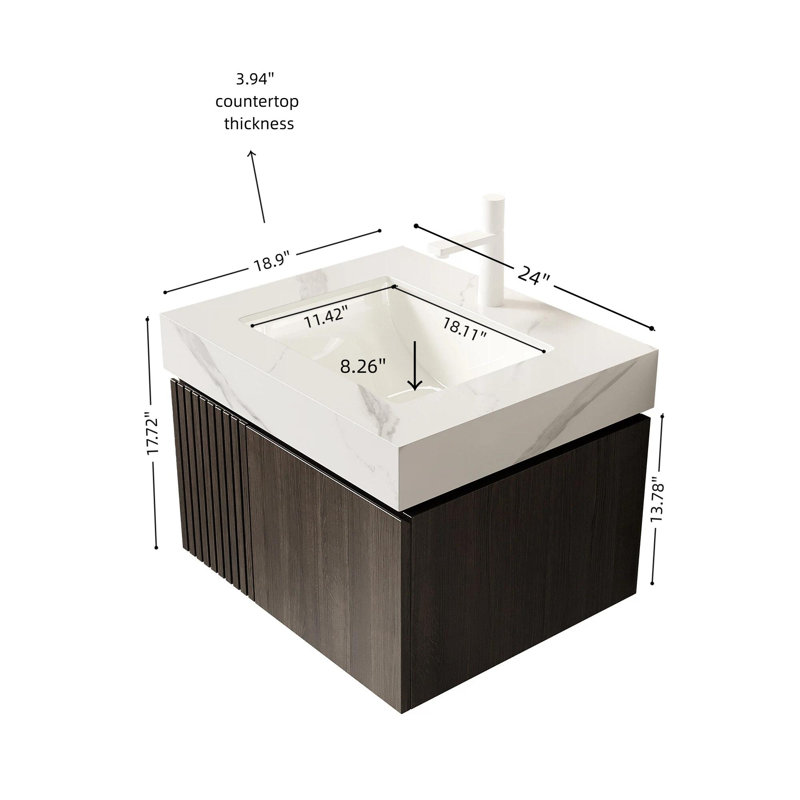 Meuble-lavabo 24 po avec plateau en pierre frittée