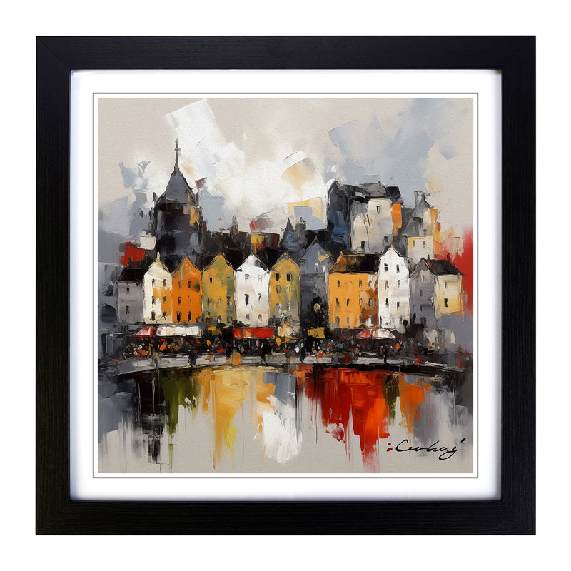 City Of Galway Gestural Art No.2 - Single Picture Frame Print on Wood, Black