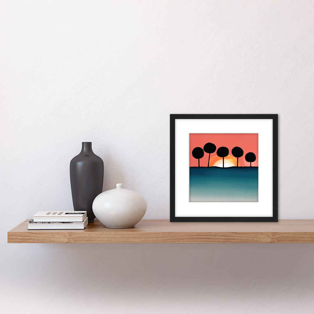 Tree Boho Sunset Landscape Watercolour - Single Picture Frame Painting