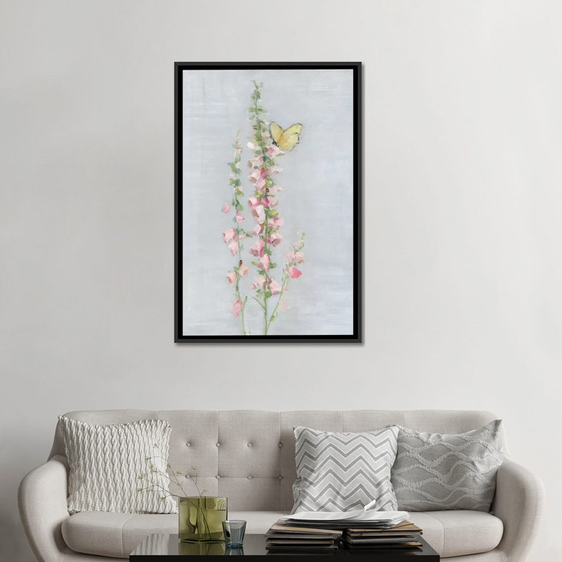 Foxglove Garden II par Sally Swatland - reproduction d'art, Toile avec cadre noir, Pas de tapis, H 48 po x l 32 po x P 1,5 po