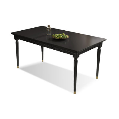 Black Rectangular Solid Wood Dining Table
