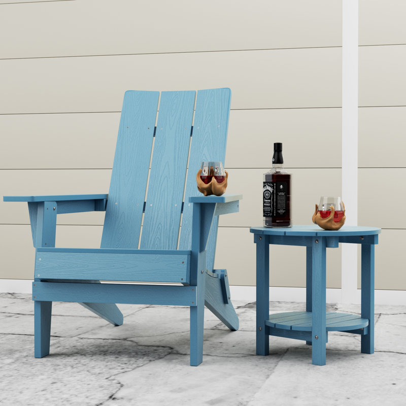 Foldable Outdoor Adirondack Set, Teal