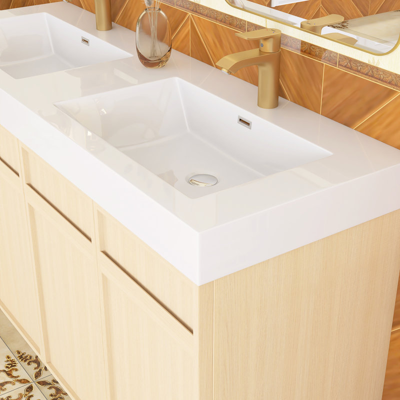Ensemble de meuble-lavabo autoportant 59,1 po avec plateau en résine 59,1 po, 59.1"