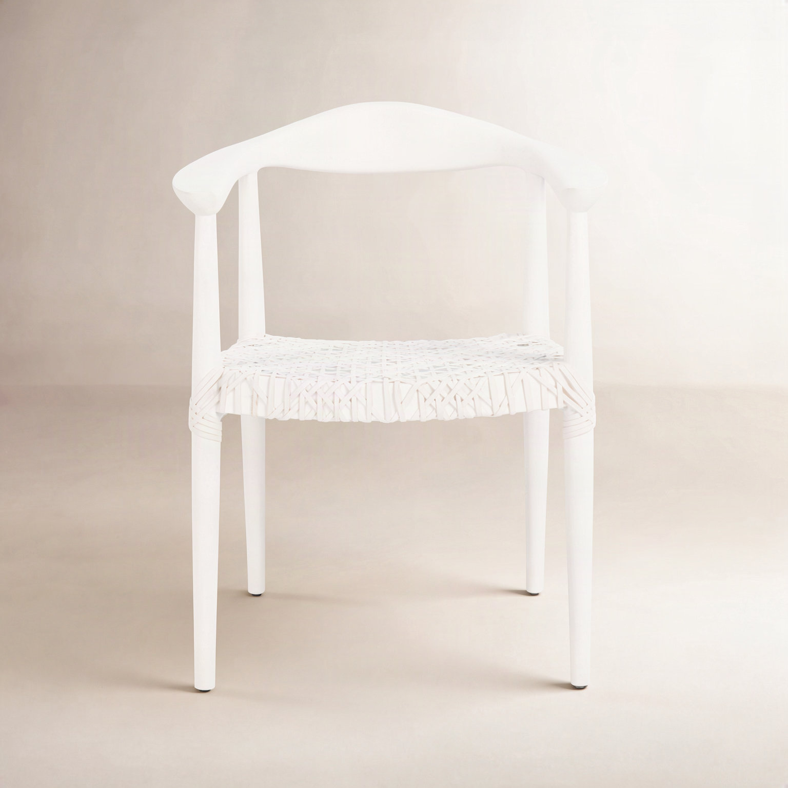 Kazbah Genuine Leather Dining Armchair, White