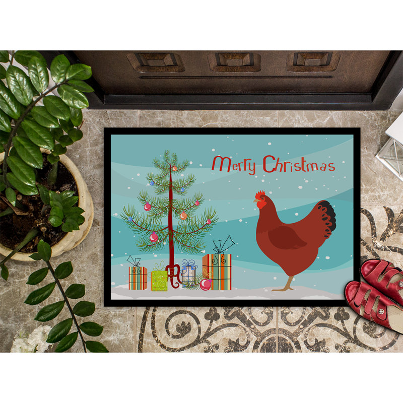 Elisabeth Non-Slip Christmas Outdoor Doormat, Rectangle 2' x 3'