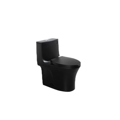 Toilette allongée une pièce 1,1 / 1,60, hauteur confortable, siège noir mat à fermeture en douceur, conception d'eau, installation rapide et facile de la toilette à double chasse 1,1 / 1,6, cuvette, fermeture en noir, eau, à installer