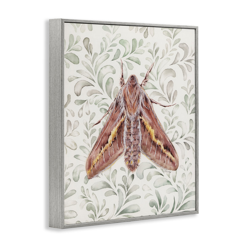 Giclée encadrée «Moth Over Leaf Sprig», conception par Cady, H 30 po x l 24 po, Estampe numérique Farmhouse