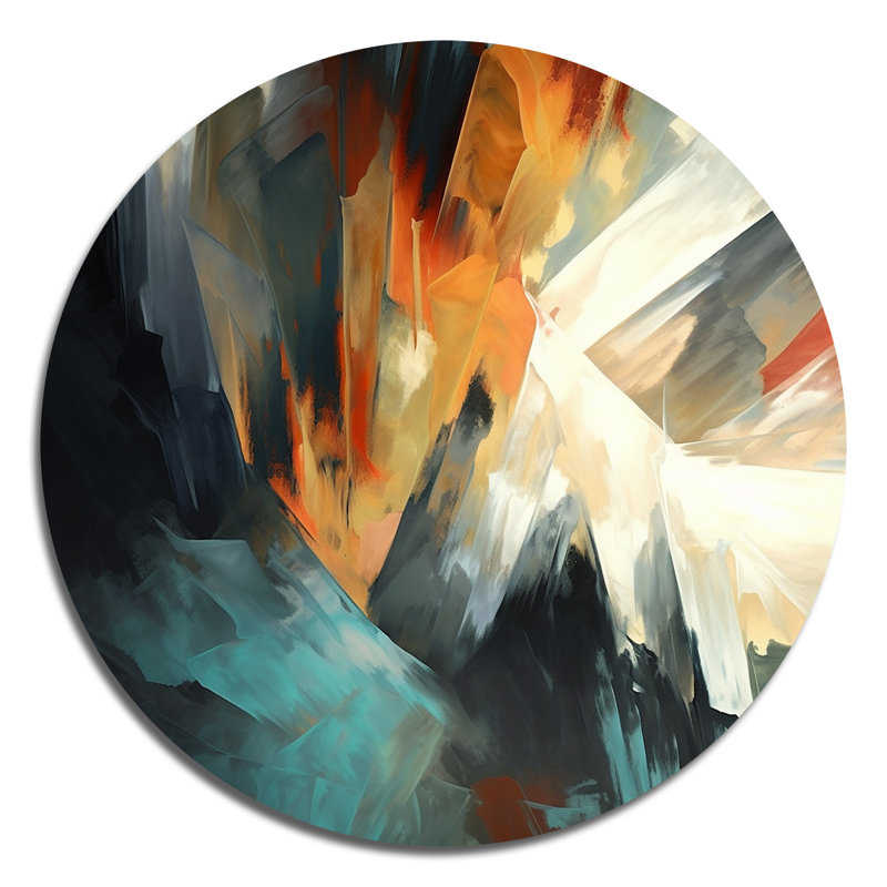 Décoration murale abstraite orange et bleu I - Minimalisme, H 36 po x l 36 po x P 1 po