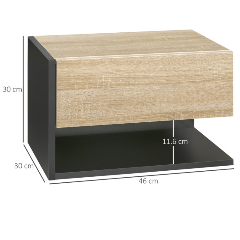 46cm W Engineered Wood Bedside Table