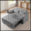 Canapé-lit en velours gris clair-983767596