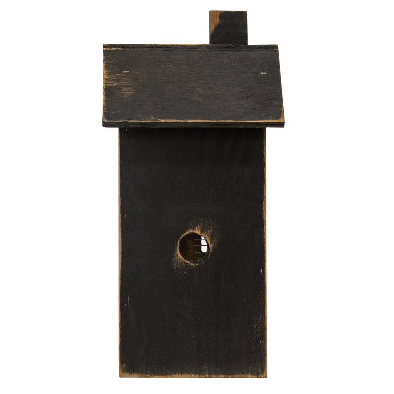 Maison éclairée en bois noir patiné, Noir / brun