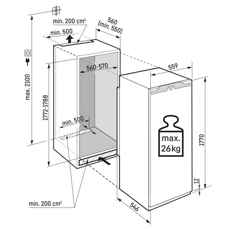 Freezer For Integrated Use With Nofrost
