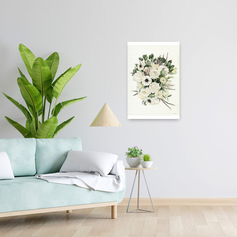 Bouquet de fleurs blanches printanières, H 24 po x l 16 po