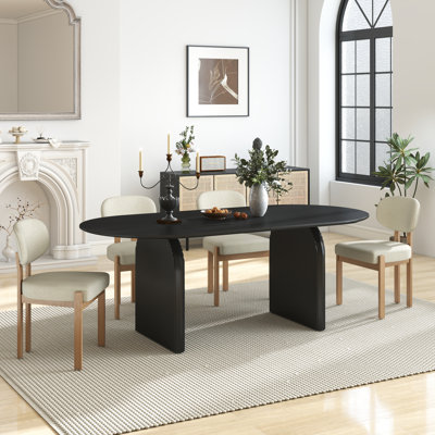 Mid Century Wooden Oval Pedestal Dining Table Sets