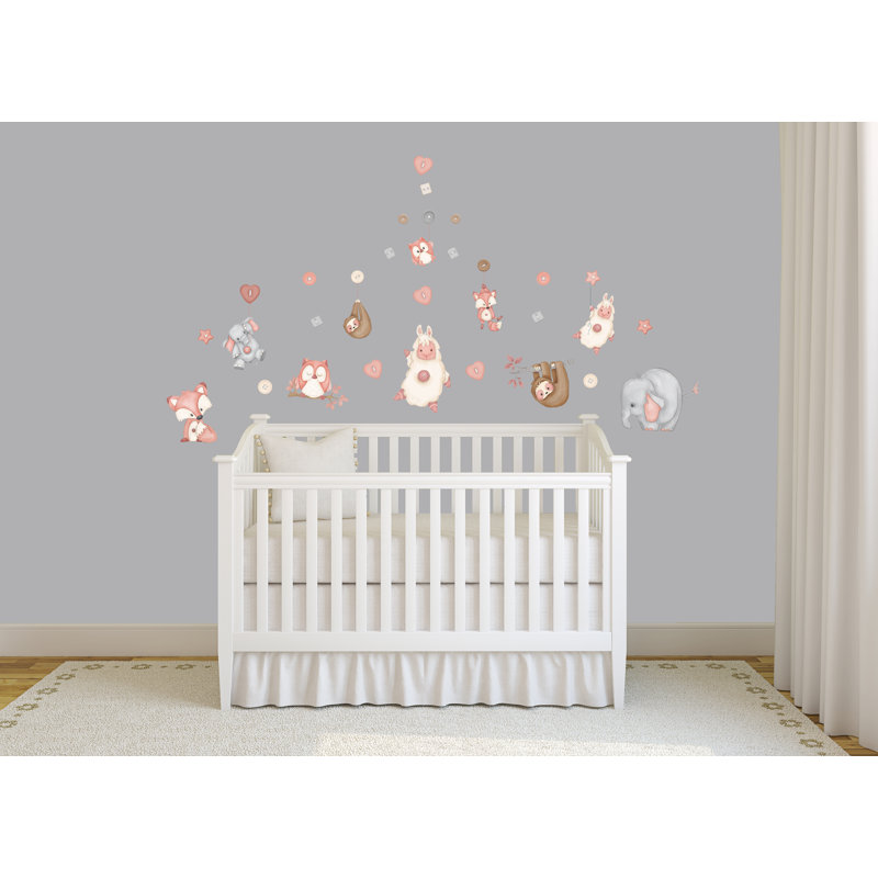 Ensemble de décalcomanie murale à boutons 32 pièces, Rose