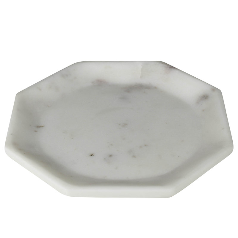 Small White Marble Octagon Appetizer Plate, 8-Inch