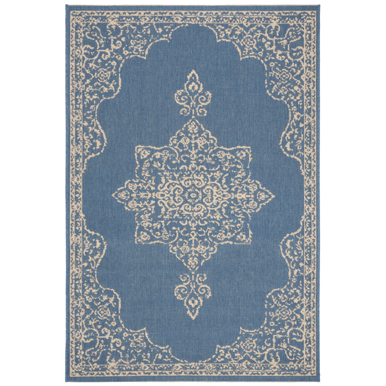 Danya Oriental Cream/Blue Indoor/Outdoor Area Rug