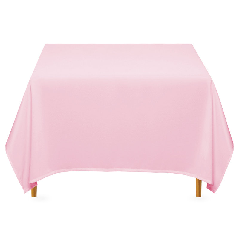  Solid Color Polyester Square Tablecloth, 70" x 70", Pink