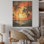Tangerine, crépuscule tropical, coucher de soleil - palmiers et palmiers, art sur bois de pin naturel