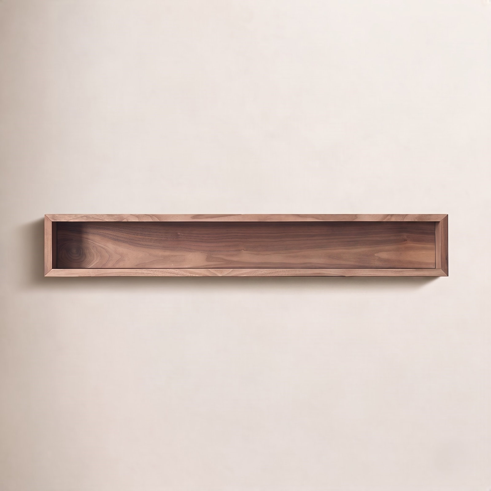 Natural Wood Wall-Mounted Bathroom Shelves, Walnut
