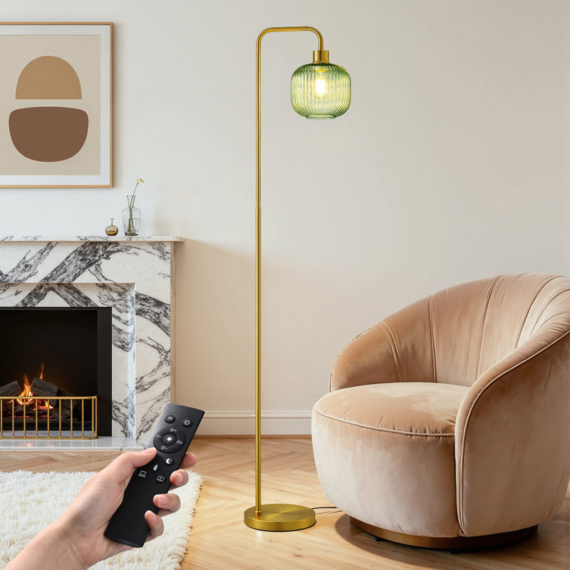 Lampe sur pied arquée 67 po avec télécommande 67 po (ampoule incluse), Vert
