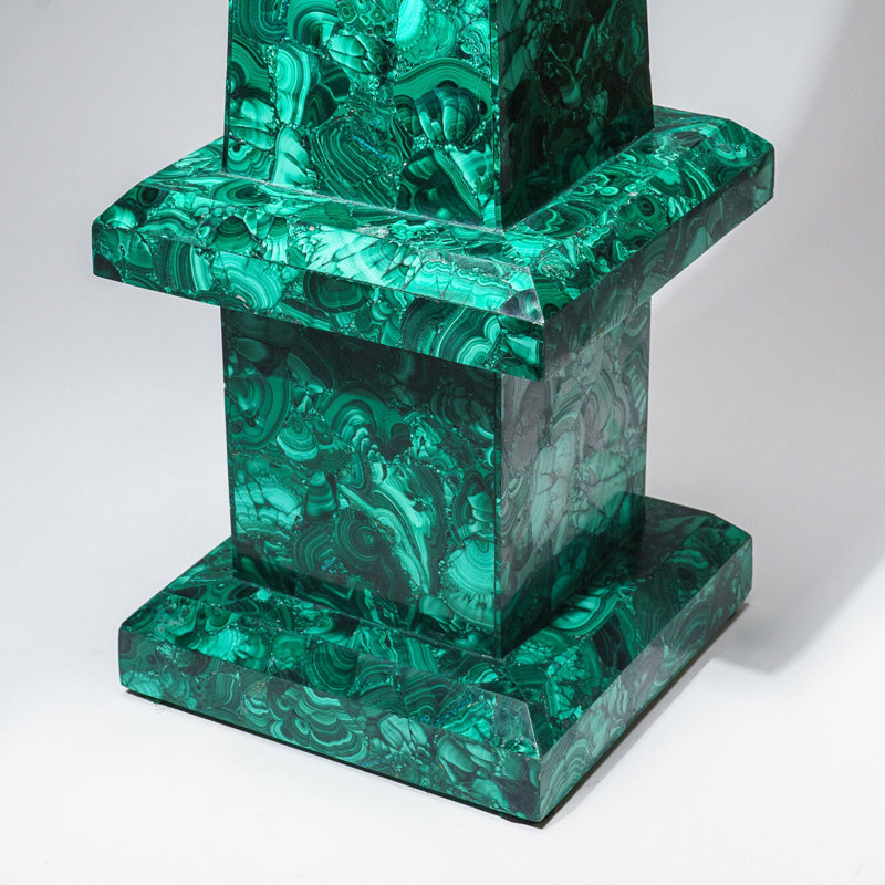Large Genuine Polished Malachite Obelisk (16.5 Lbs), Green/Black